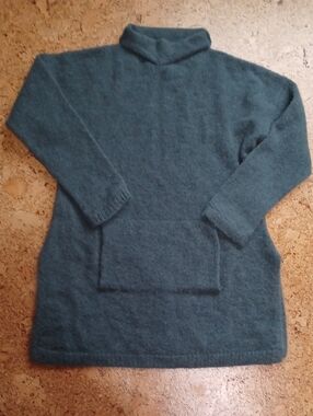 Peruvian Connection Women's Teal Blue Alpaca Turtleneck Tunic Sweater Size S